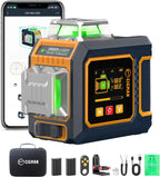 CIGMAN Nivel láser verde, LCD lateral de 3 x 360 ° de 12 líneas autonivelante, control remoto de aplicación Bluetooth, modo de pulso para receptor, ± 1/8 pulgadas a 33 pies de precisión