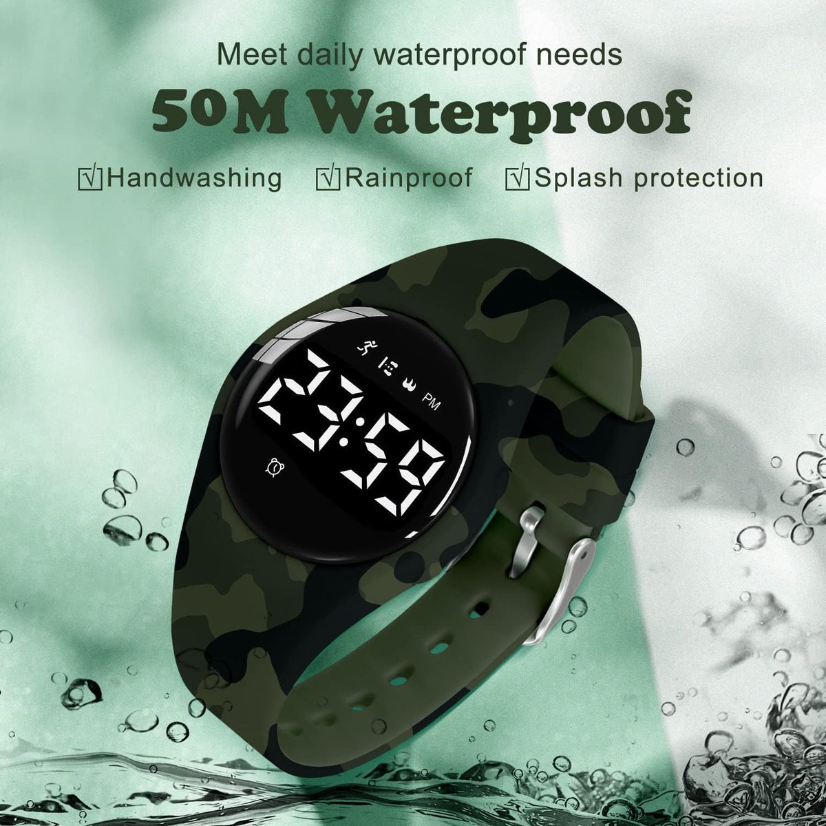 Relojes para niños y niñas, reloj deportivo digital con contador de pasos, podómetro, alarma de vibración, sin aplicación, impermeable, rastreador de fitness, reloj para niños, niñas, adolescentes
