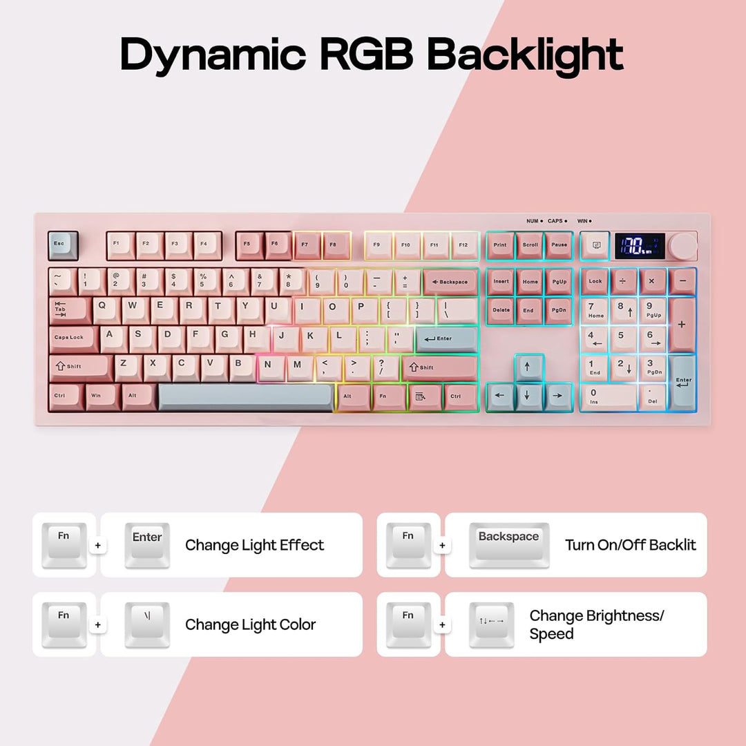 EPOMAKER Aula S102 PRO Membrane Gaming Keyboard with TFT Screen, Vo...
