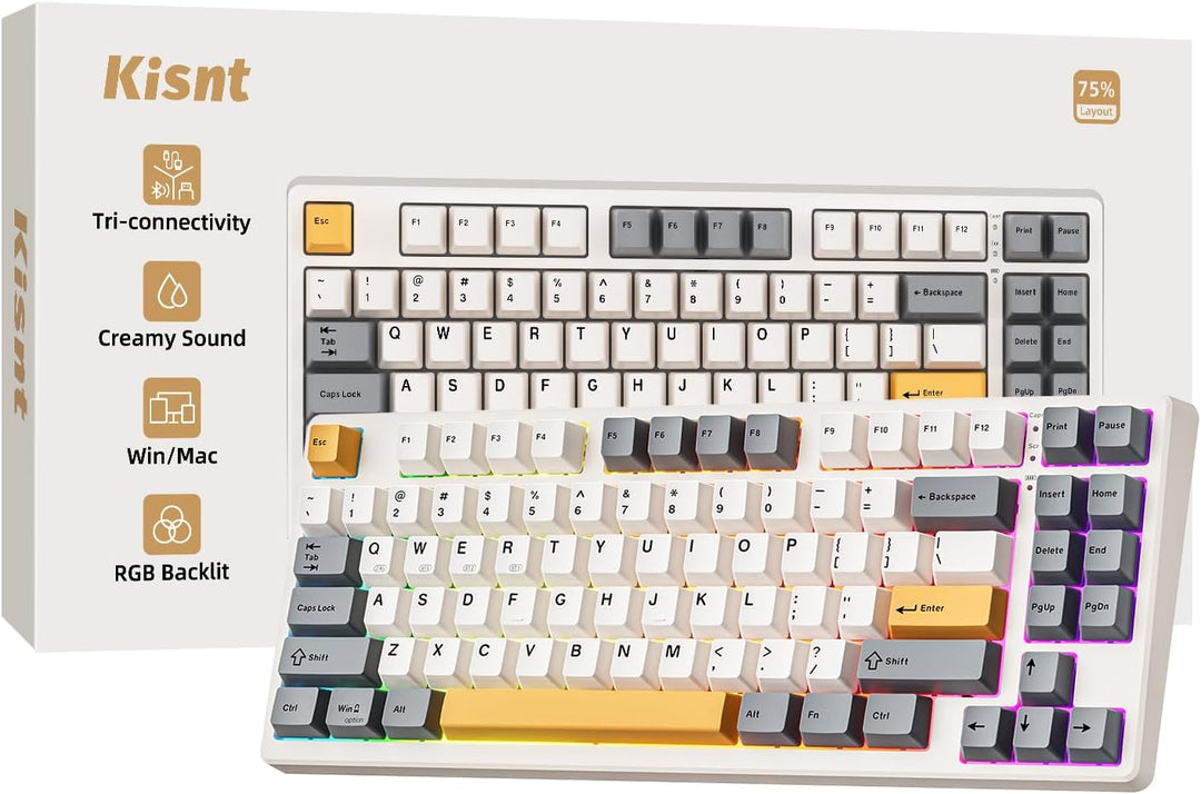 Kisnt Teclado mecánico inalámbrico, con junta montada con sonido cr...