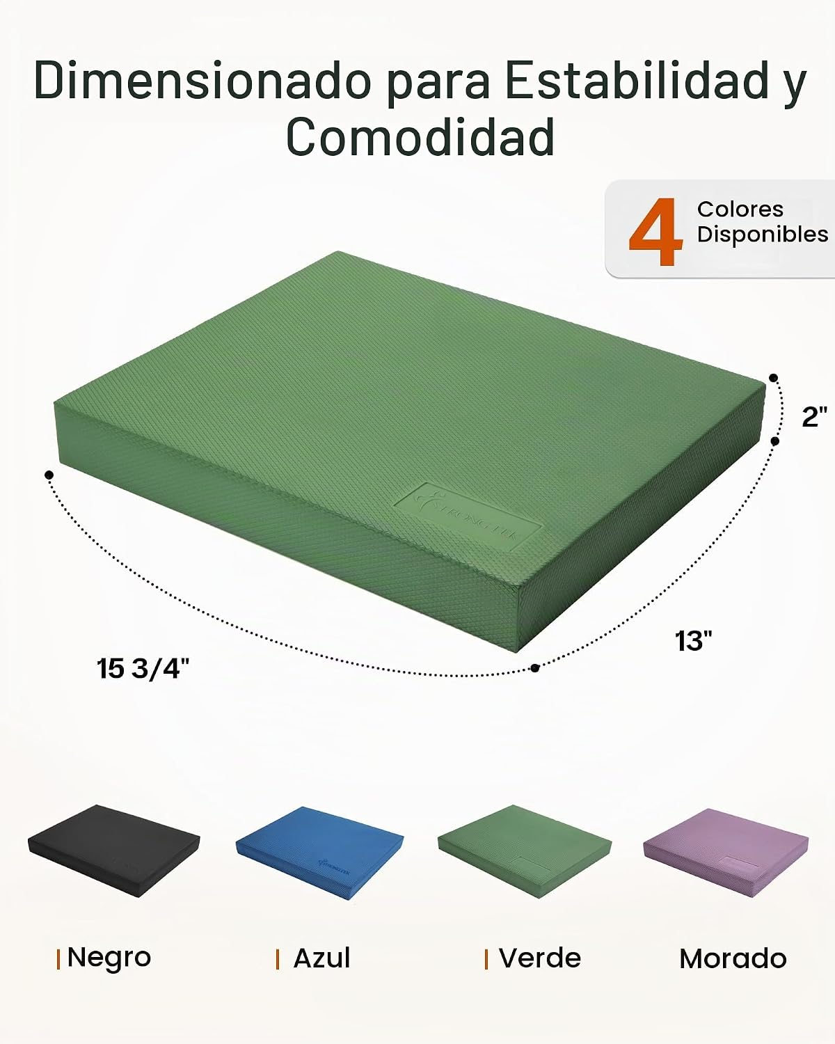 StrongTek Almohadilla de equilibrio profesional de espuma para ejercicios, 15.8 x 13 x 2 pulgadas, rodillera de espuma TPE de alta densidad, antideslizante y resistente al agua, para entrenamiento de