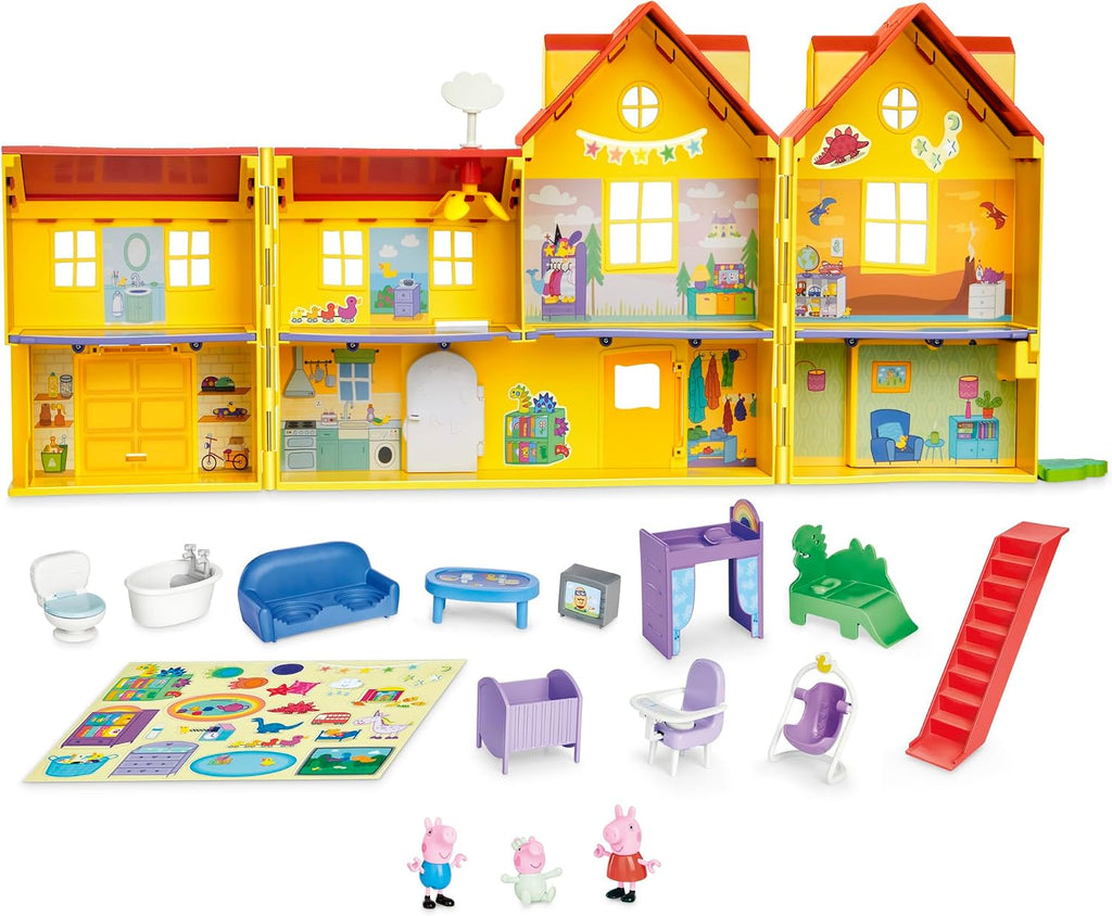 Peppa Pig - Juego de casa familiar grande con 3 figuras, 11 accesorios, Baby Evie, juguetes preescolares para niñas y niños de 3 años en adelante