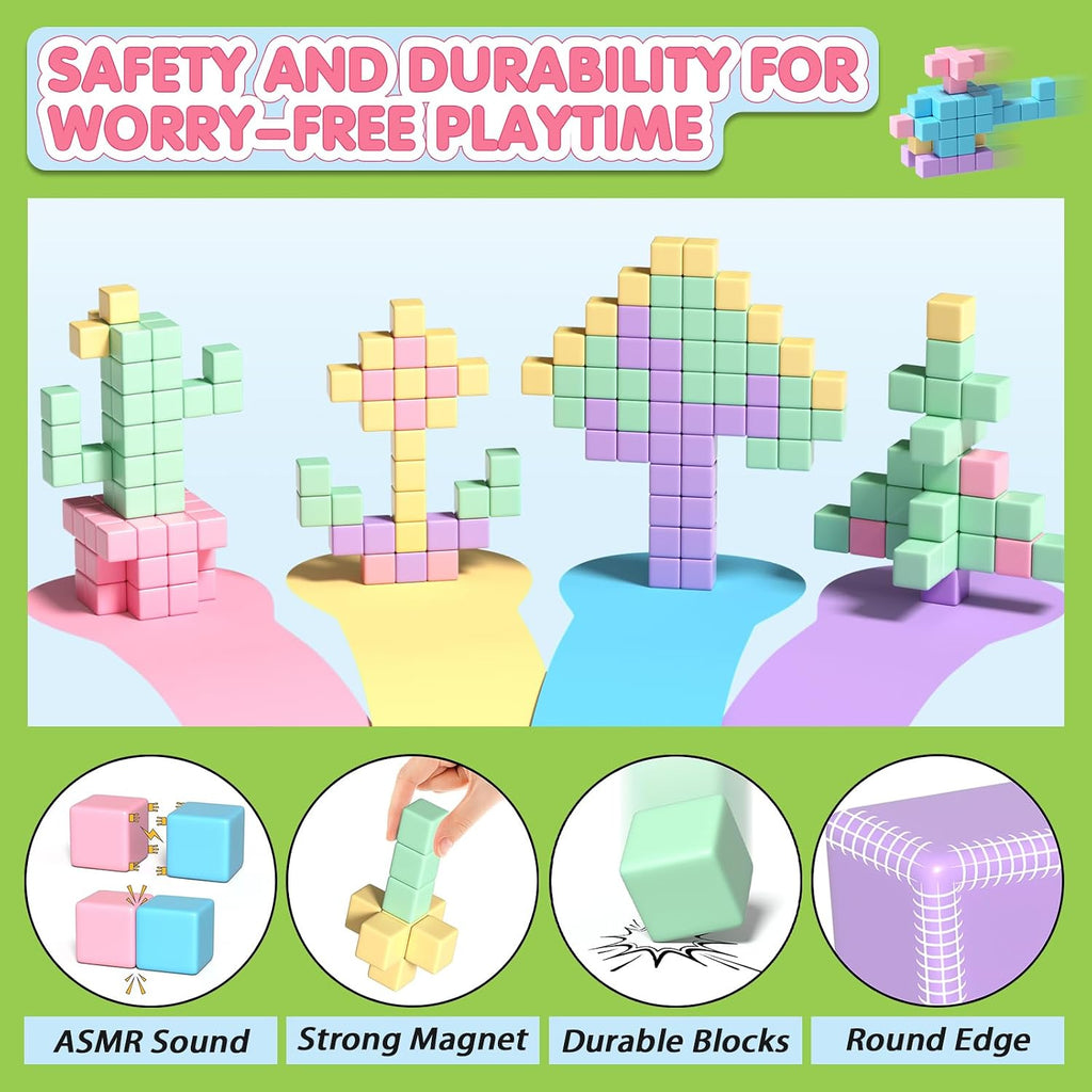 Apluses 45 bloques magnéticos – Juguetes para niños y niñas, bloques de construcción magnéticos, juguetes sensoriales STEM para autismo al aire libre para niños y niñas de 3 a 5 años