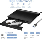 Rioddas Unidad externa de CD\/DVD para portátil, USB 3.0, reproduct...