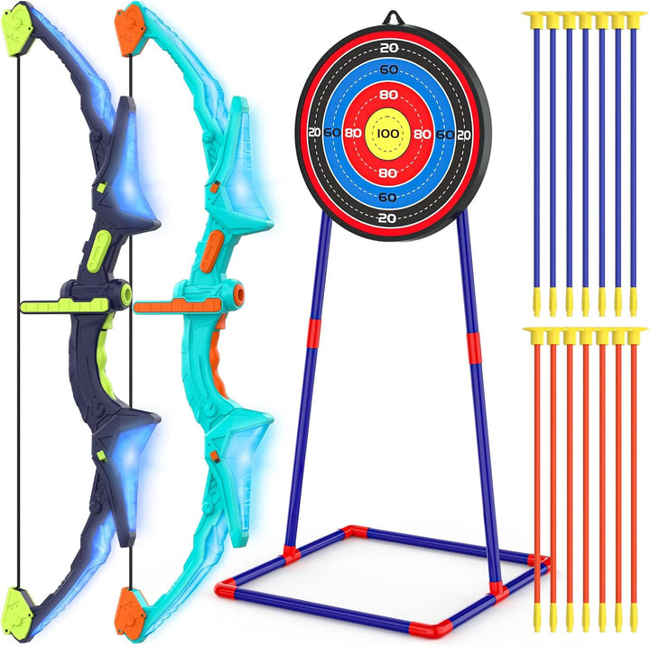 Paquete de 2 conjuntos de arco y flecha para niños, conjunto de tir...