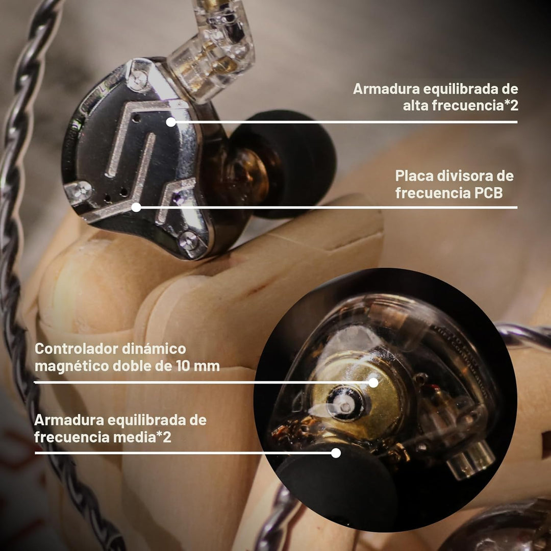 Linsoul KZ ZS10 Pro, auriculares intraauriculares HiFi con 5 contro...