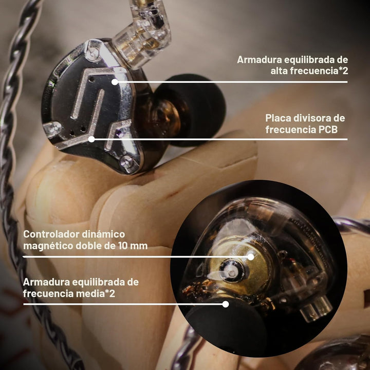 Linsoul KZ ZS10 Pro, auriculares intraauriculares HiFi con 5 contro...