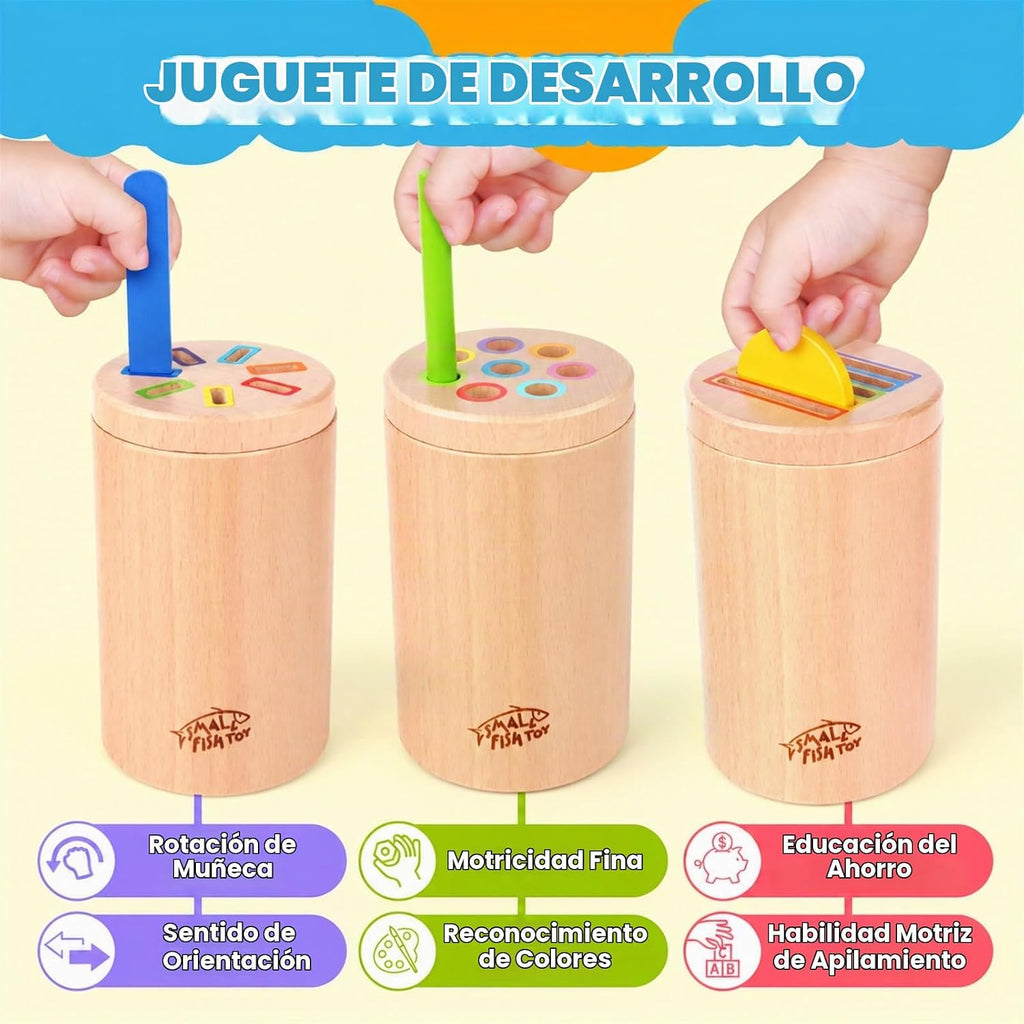 Montessori de madera 3 en 1 aprendizaje de motricidad fina juguetes