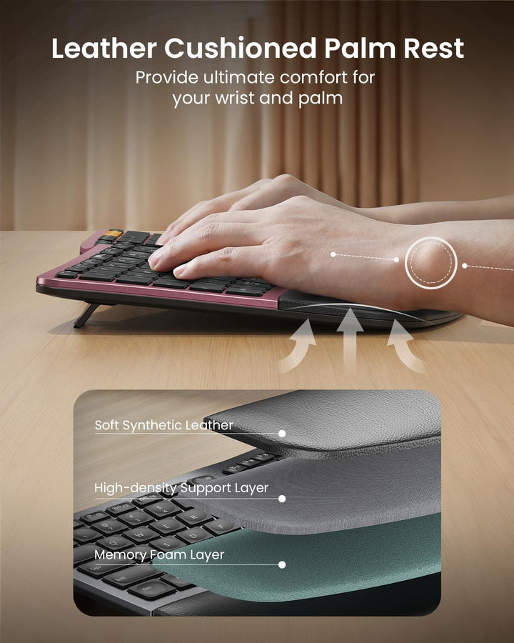 ProtoArc Teclado ergonómico Bluetooth retroiluminado, EK01 Plus Tec...