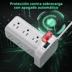 Regleta de alimentación con 12 tomas, 4 USB (1 USB C), cable de extensión de 10 pies con múltiples tomas, estación de carga, torre de regleta de alimentación, suministros de escritorio de oficina en