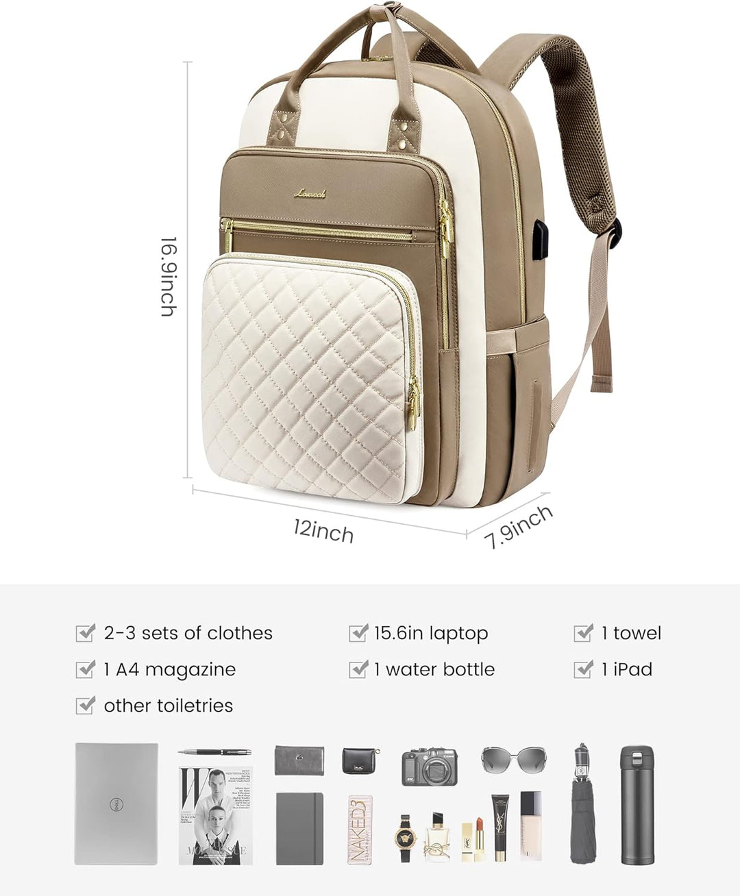 LOVEVOOK - Mochila de computadora portátil para mujer, bolsa de via...