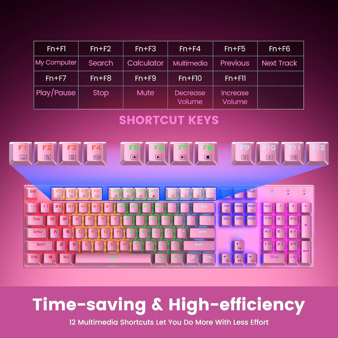 RisoPhy Teclado Mecánico para Juegos, RGB 104 Teclas Teclado Retroi...