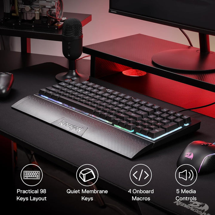 Redragon K515 Shiva - Teclado con cable para juegos RGB de membrana...