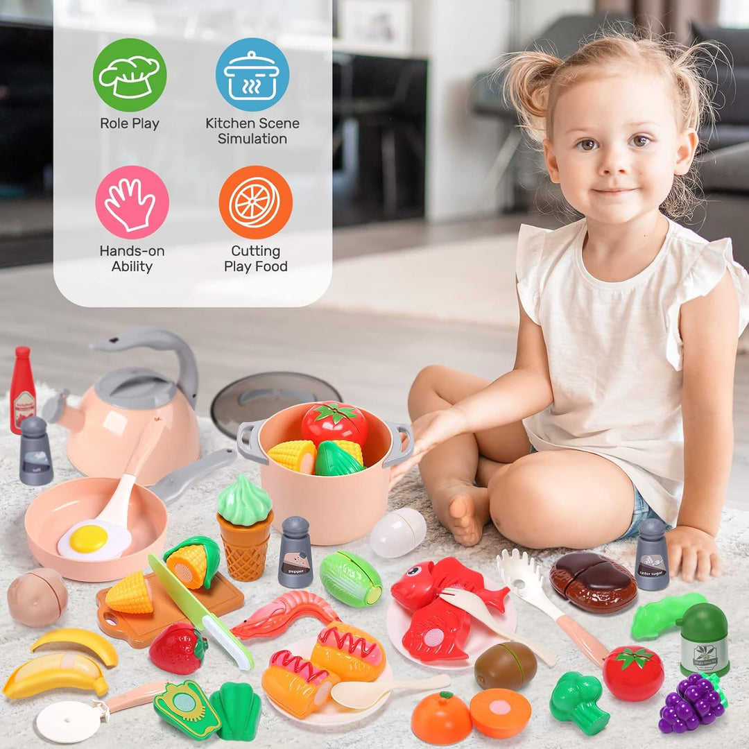 CUTE STONE Juego de Accesorios de Cocina de Juguete, Juegos de Comi...
