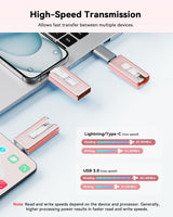 Unidad flash de 256 GB con certificación MFi para iPhone, memoria U...