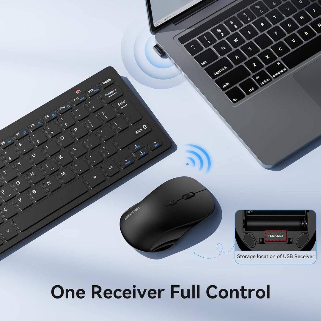TECKNET Combo de Teclado y Ratón Inalámbrico, Mini Teclado de Compu...