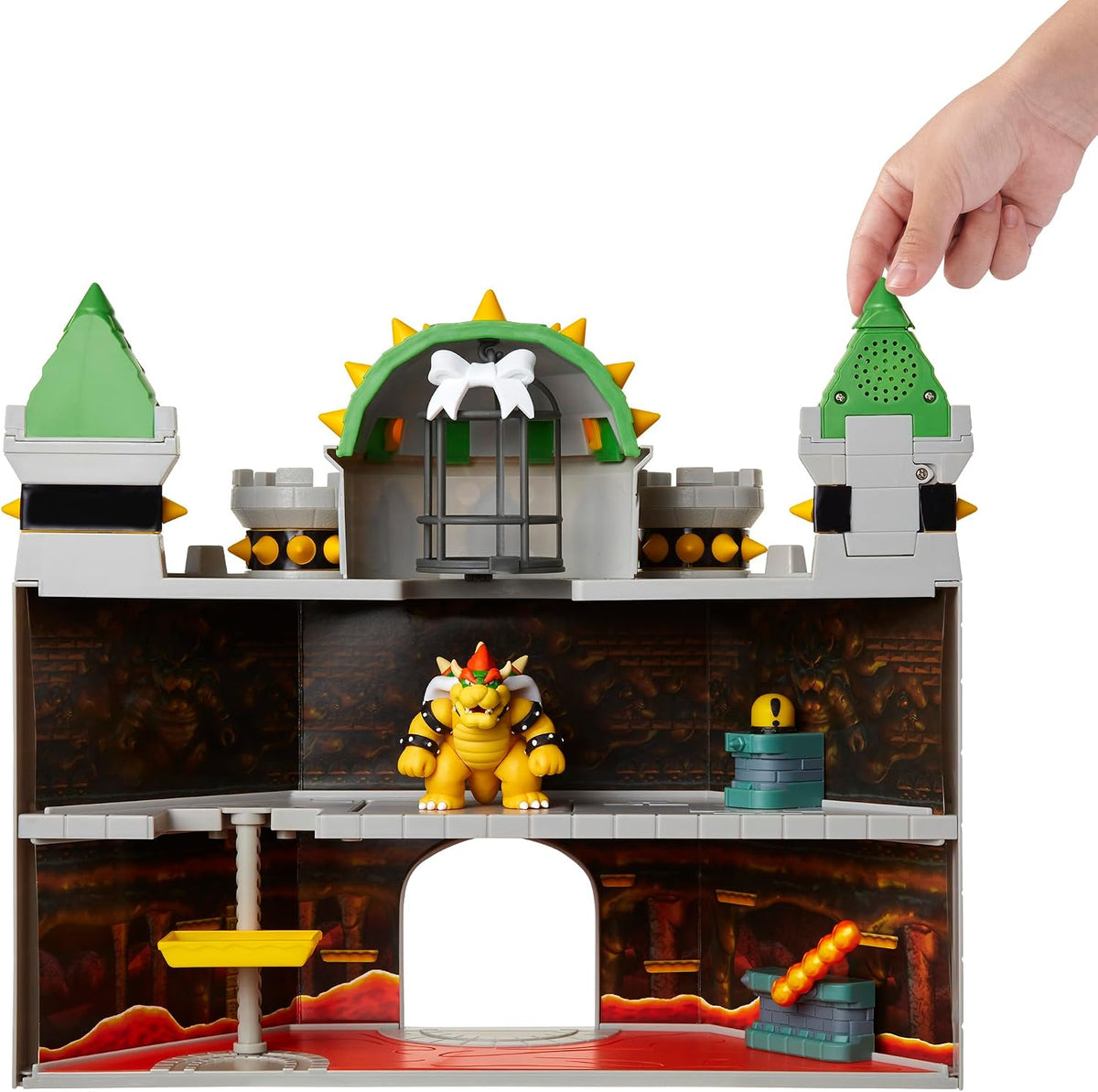 Super Mario Nintendo Set de juego Deluxe del castillo de Bowser con figura de acción articulada exclusiva de Bowser de 6.35 cm, set de juego interactivo con sonidos auténticos del juego