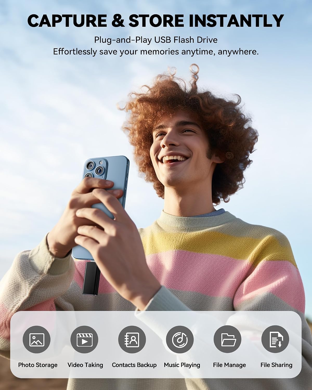 Unidad flash con certificación MFi para iPhone iPad de 256 GB, barr...