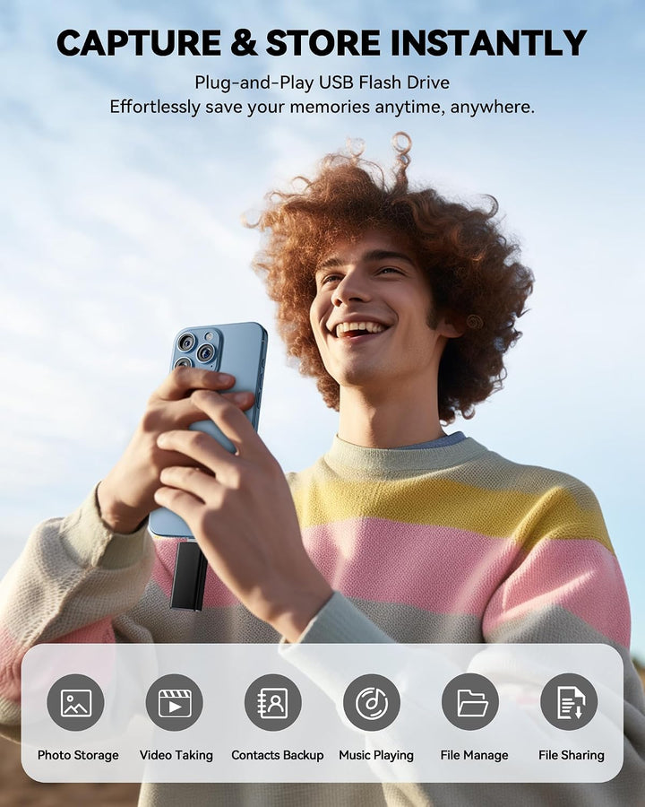 Unidad flash con certificación MFi para iPhone iPad de 256 GB, barr...