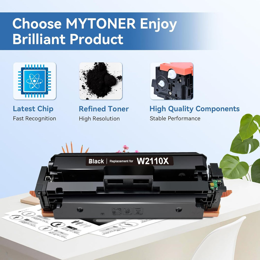 MYTONER 206X Cartucho de tóner negro, paquete de 2 unidades W2110X para