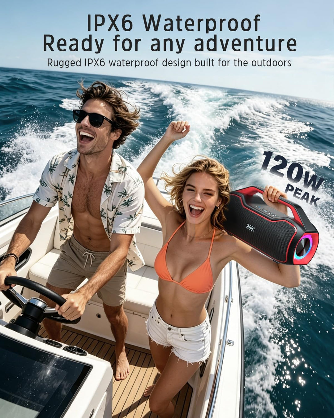 Altavoz Bluetooth portátil inalámbrico, sonido estéreo alto de 120...