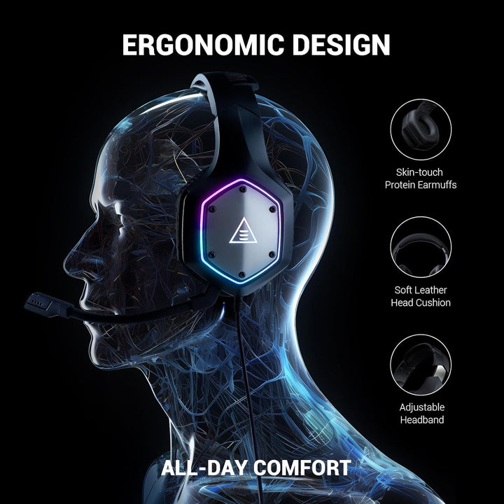 EKSA E1000 V2 Gaming Headset, PC Headset with USB C Plug, Wired Hea...
