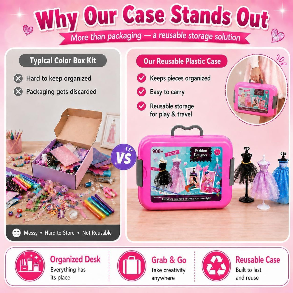 AGENTLAN - Kits de diseño de moda para niñas, más de 900 piezas