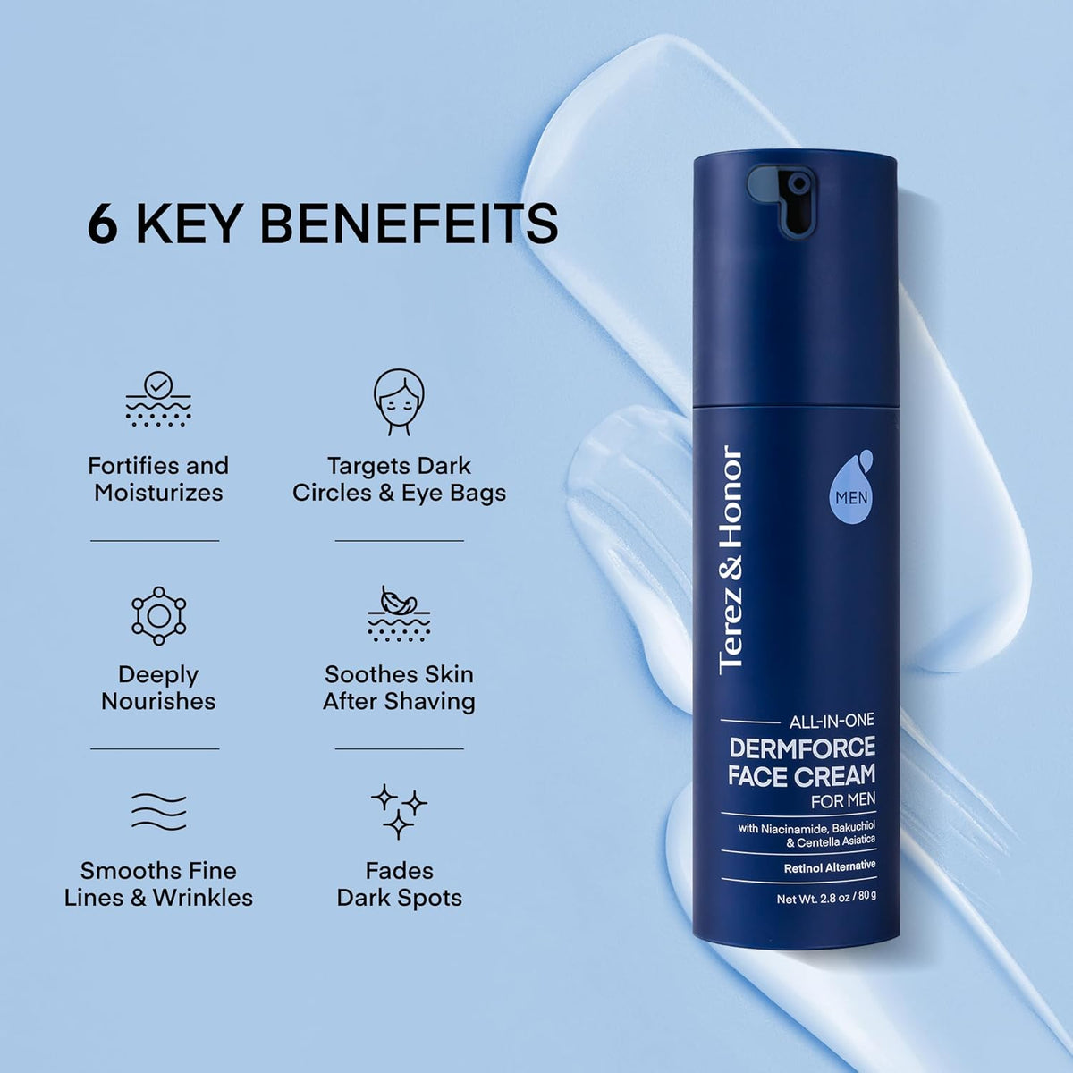 TEREZ&amp;HONOR Crema facial 6 en 1 para hombres: hidratante corean...