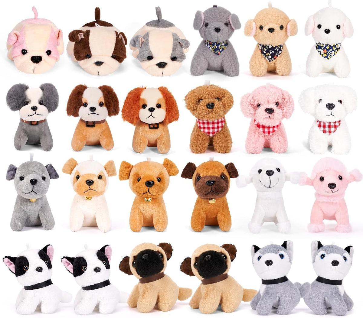 Niceup 24 piezas adoptar una fiesta de cachorros niños Mini perro de peluche sin dulces rellenos de cesta de Pascua animales de peluche a granel adopción de patas de perro juguetes de muñeca para fiesta de cumpleaños rellenos de bolsas de regalos regalo