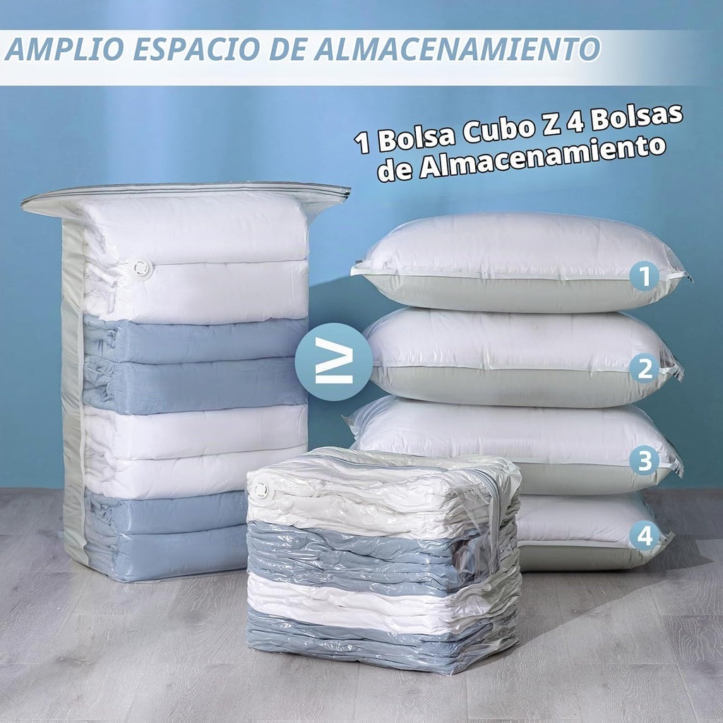 Paquete de 6 bolsas de almacenamiento al vacío en cubo, combo de 2