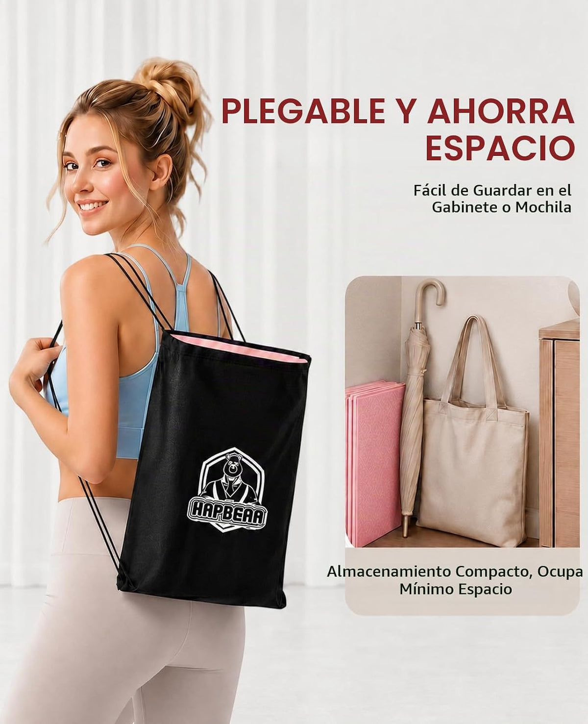 HAPBEAR Esterilla de yoga plegable de 72 x 24 x 0.24 pulgadas (0.236 in