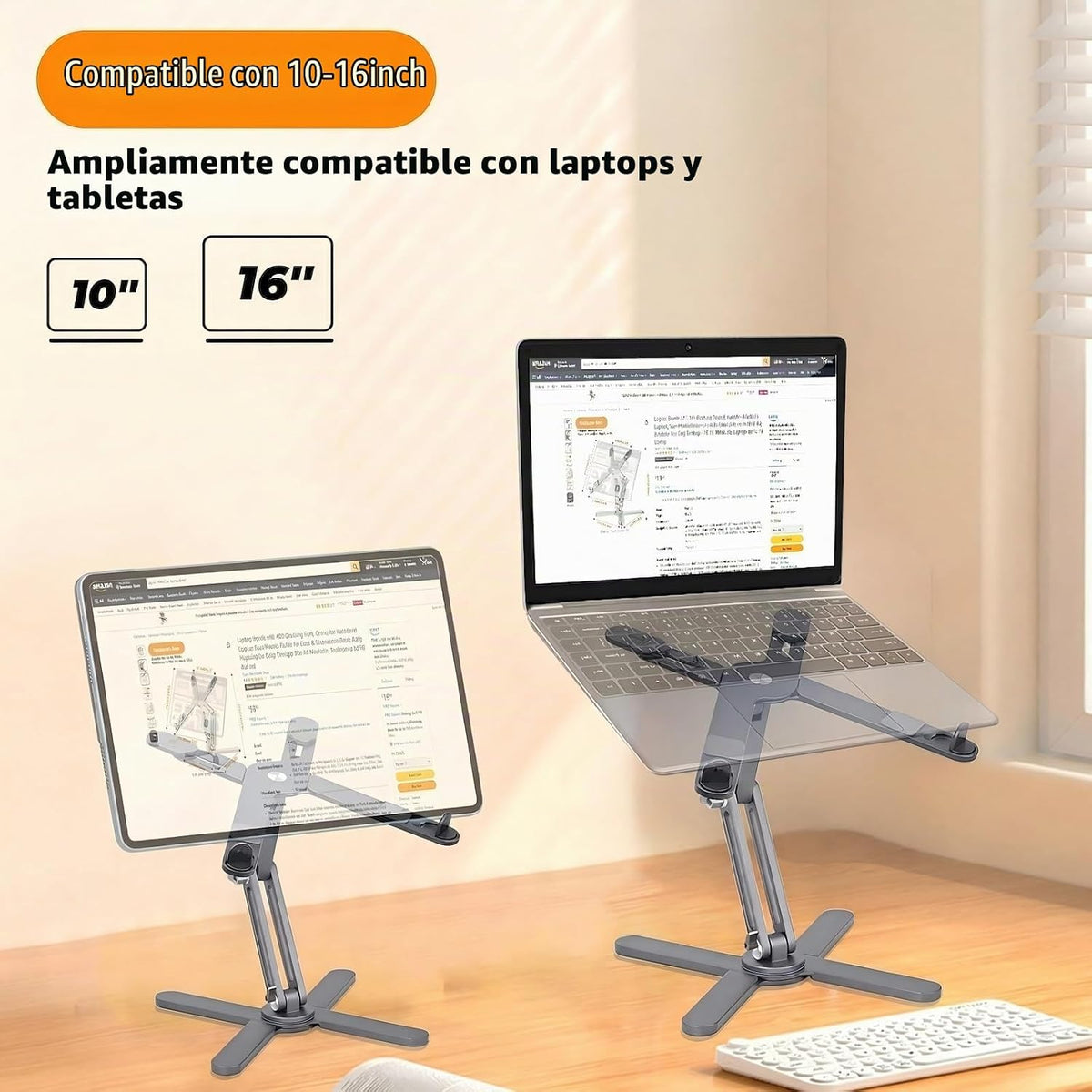 Moallia Soporte para Portátil con Base Giratoria de 360°, Elevador...