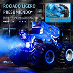 pinkking Monster Truck Juguetes Camión RC Dinosaurio, control remoto con luz y rociador, juguetes RC de dinosaurio para niños, giros de 360° y vehículo monstruo a la deriva con carga Tipo-C para