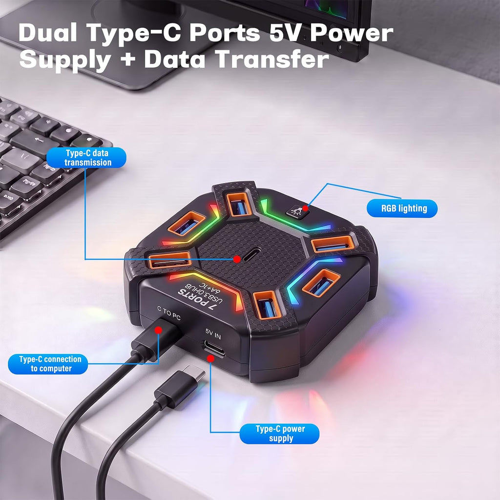 Aitalk, hub USB 3.0 de 7 puertos