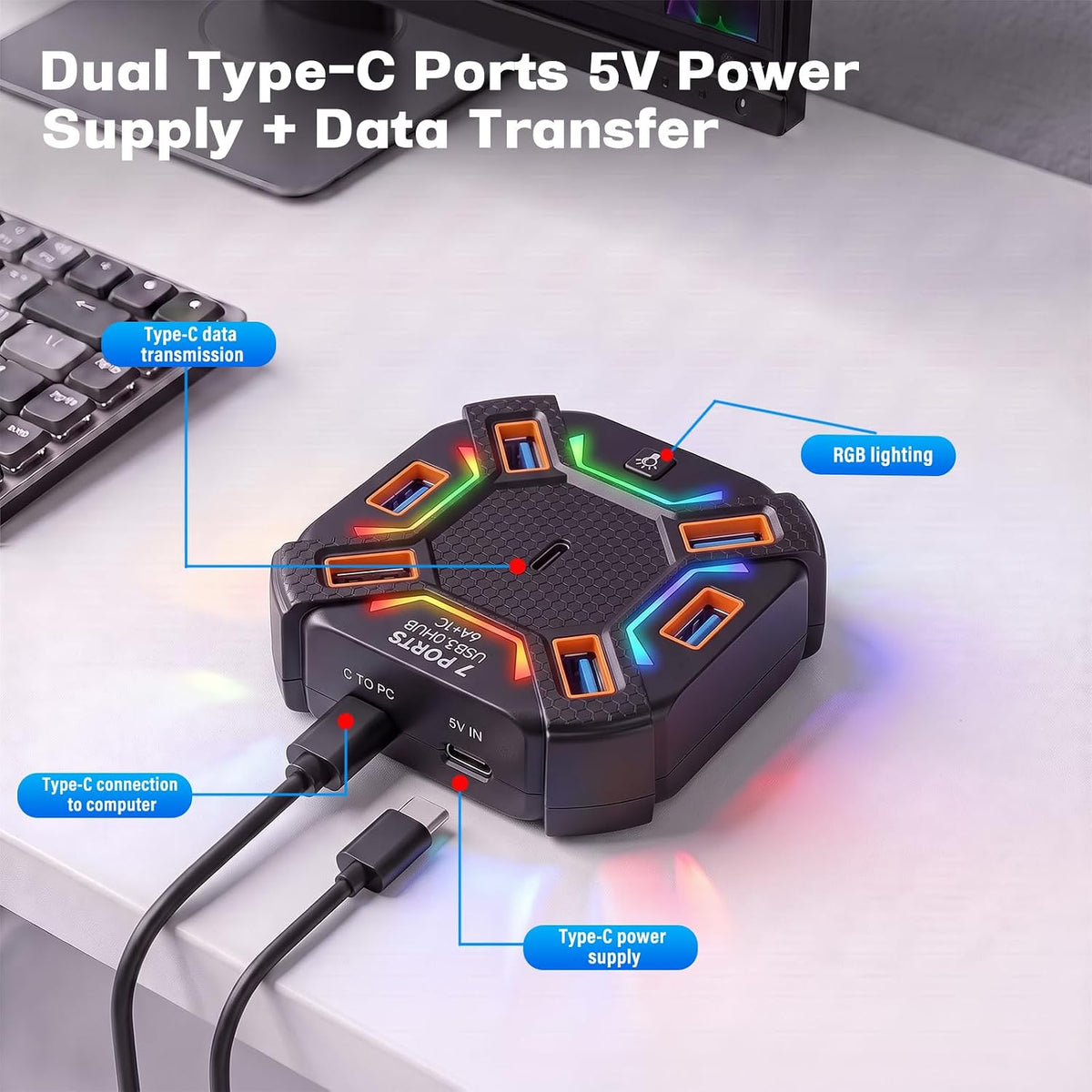 Aitalk, hub USB 3.0 de 7 puertos