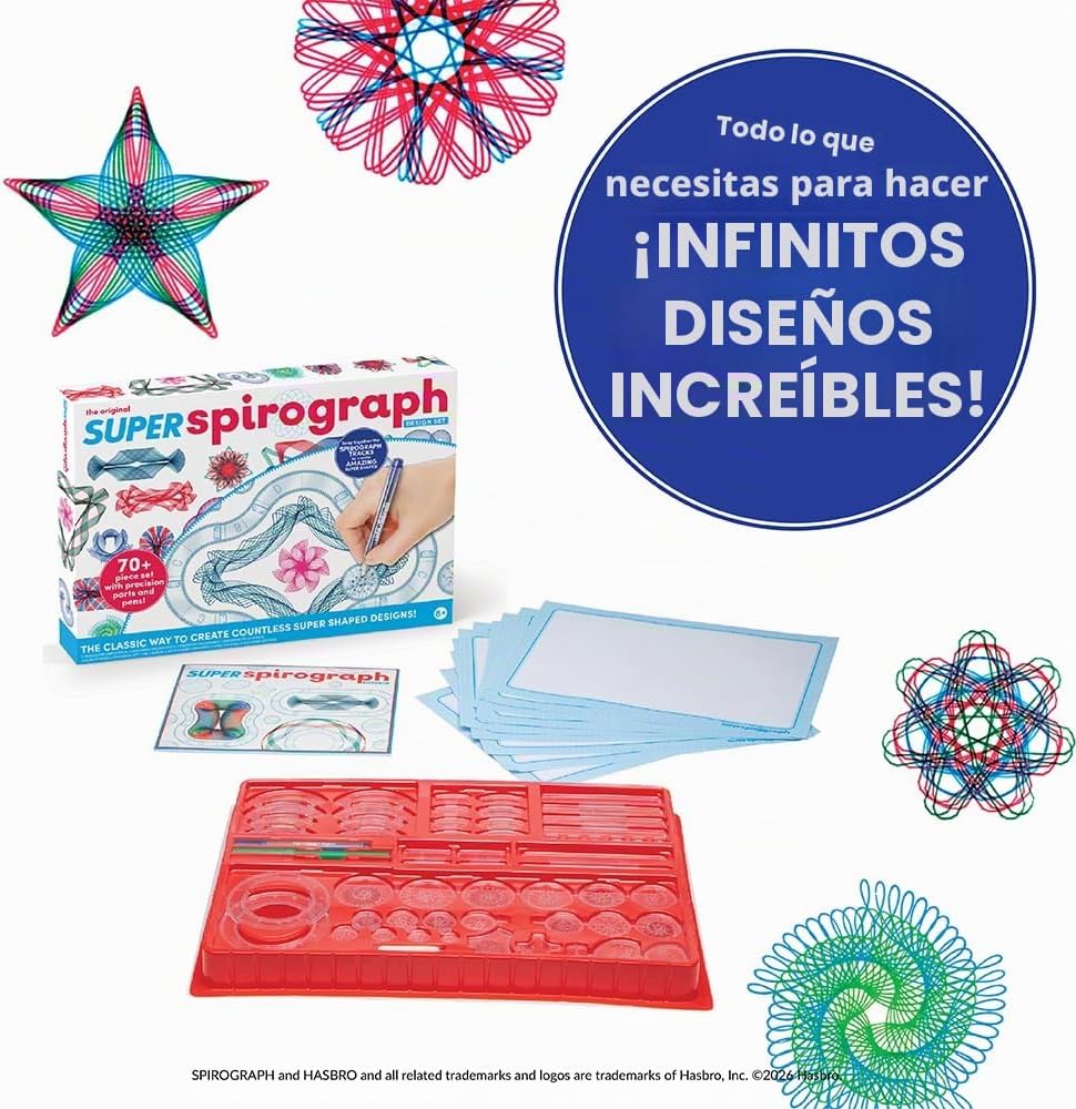 Super Spirograph Jumbo Kit, 75 piezas (Edición 50 aniversario)