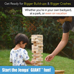 Jenga Desafío gigante, juego de apilamiento con tabla de torneos y bolsa de viaje, juego de fiesta para niños y adultos, se apila hasta 3 pies