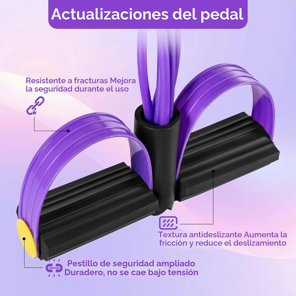 Bandas de Resistencia con Asa y Pedal, Banda de Resistencia de Pedal para Mujer, Bandas de Ejercicio Multifunción para Gimnasio en Casa — Cuerpo Completo y Entrenamiento