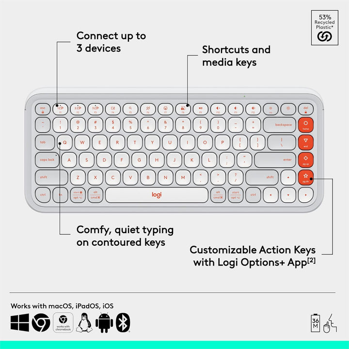 Teclado Bluetooth inalámbrico Logitech POP ICON Keys, escritura cóm...