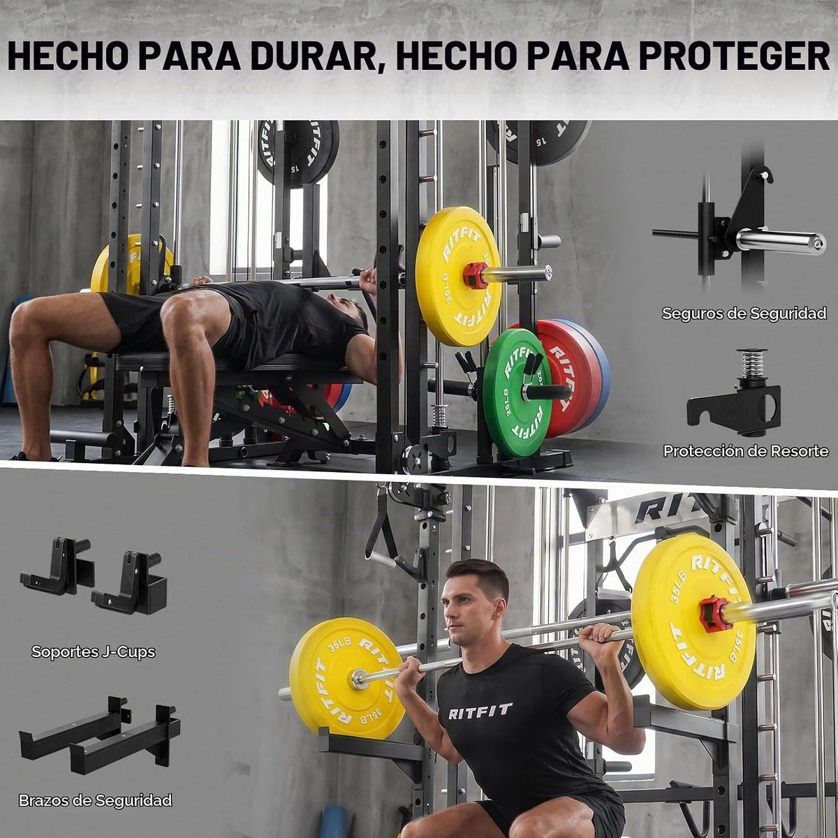 RitFit M1 Pro Smith Máquina Cable Crossover Power Cage Gimnasio en Casa