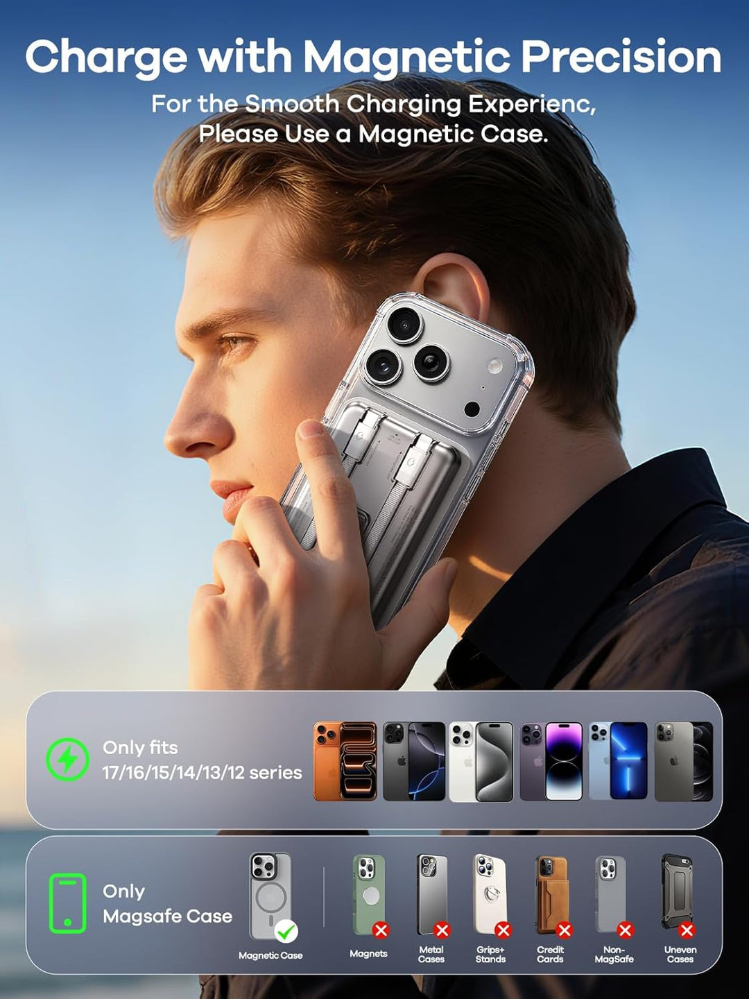 REWONDER MagSafe Power Bank, cargador portátil magnético ultra delg...