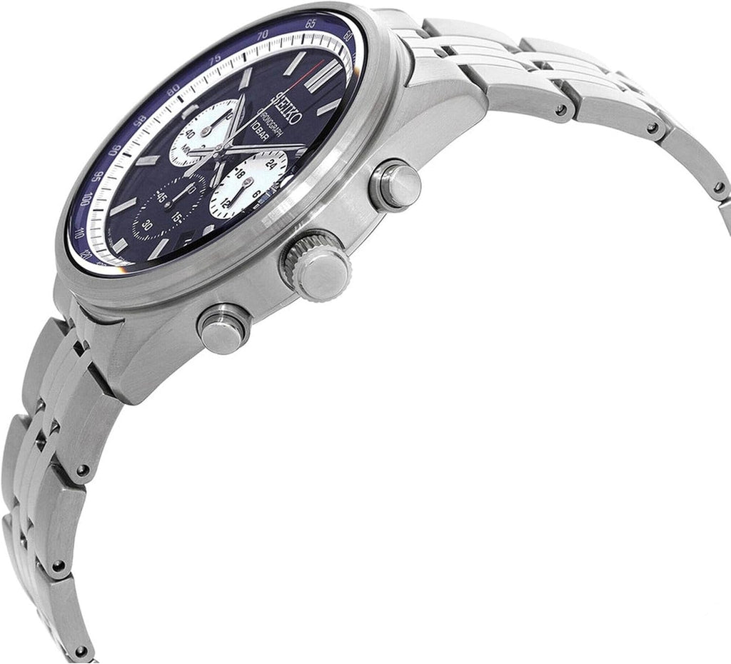 SEIKO Reloj cronógrafo de cuarzo azul con esfera azul SSB427P1