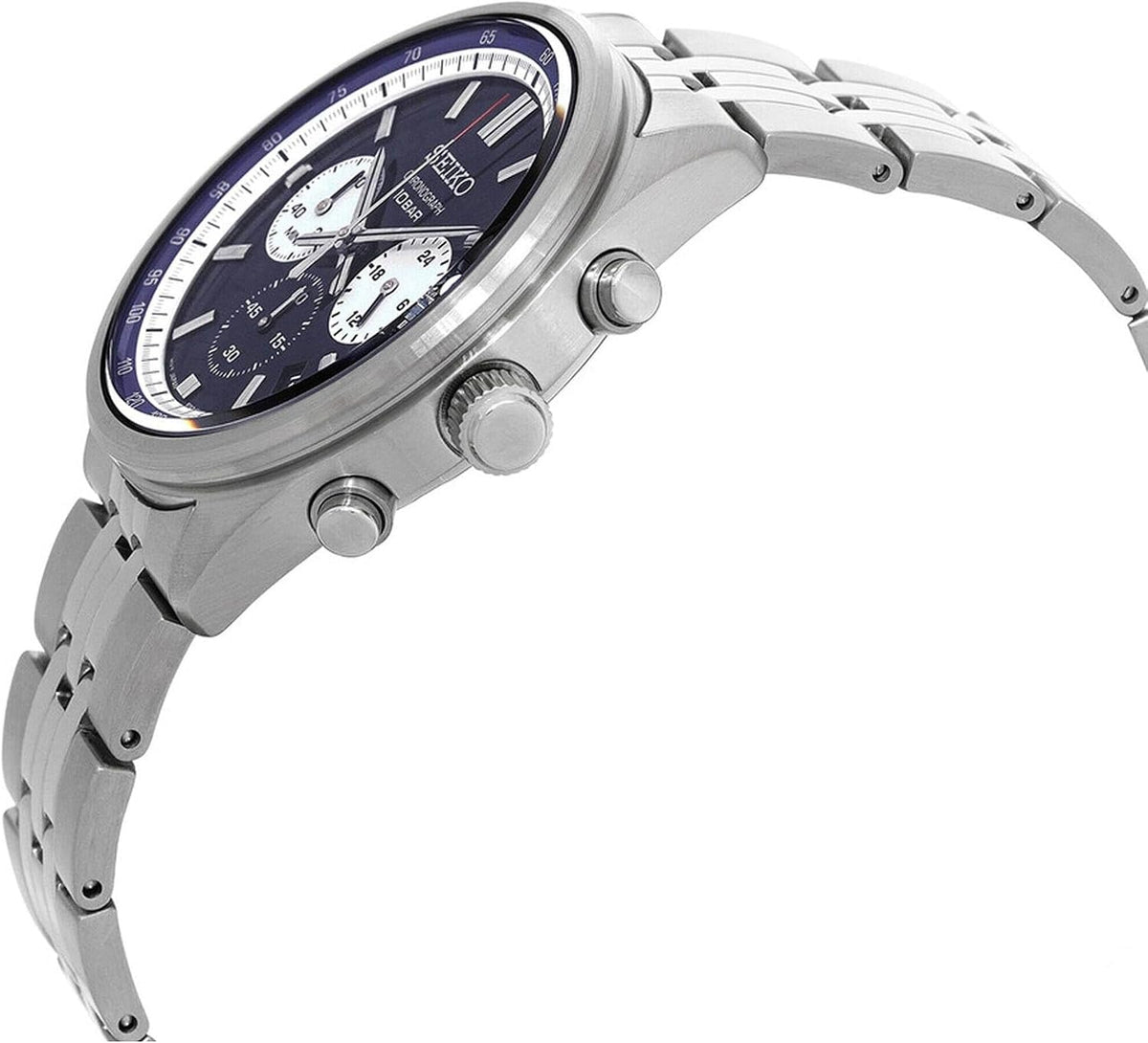 SEIKO Reloj cronógrafo de cuarzo azul con esfera azul SSB427P1