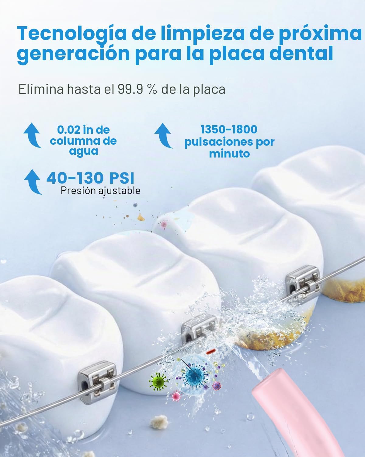 JTF Irrigador bucal portátil para dientes: 3 modos y 10 niveles de...