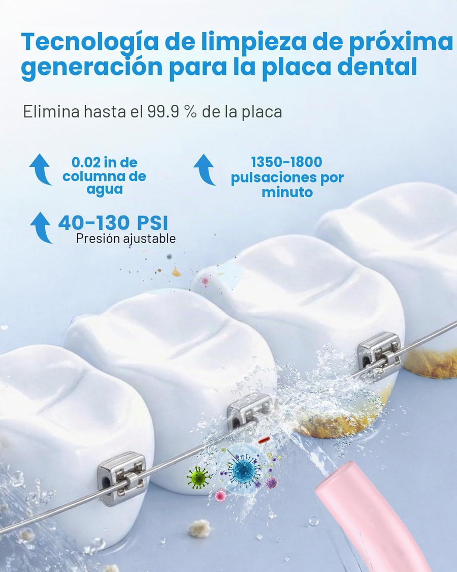 JTF Irrigador bucal portátil para dientes: 3 modos y 10 niveles de...