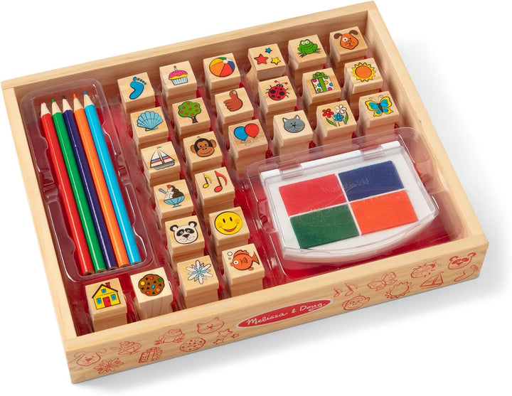 Juego de sellos de madera Melissa &amp; Doug Favorite Things, 26 se...