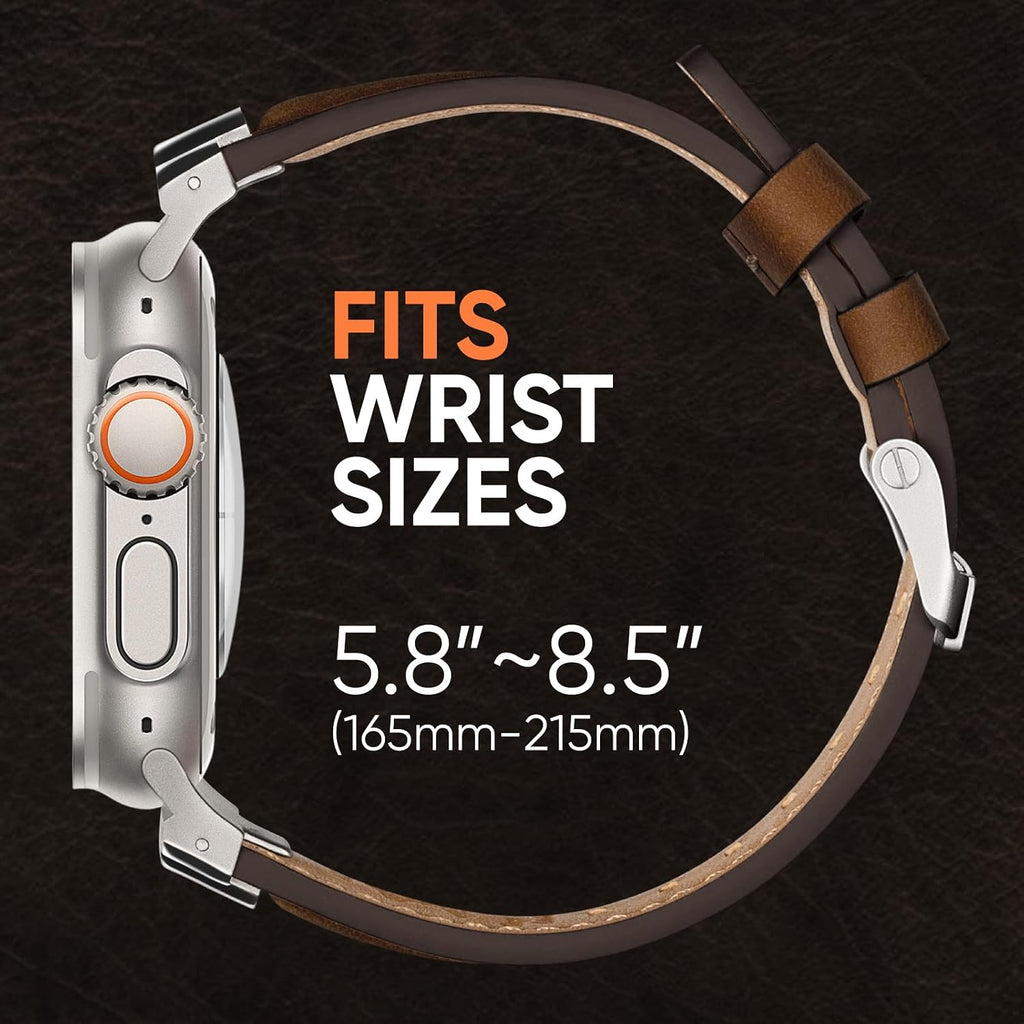 Suitisbest Correa de cuero compatible para Apple Watch Ultra Banda de 49 mm 46 mm 45 mm 44 mm 42 mm 41 mm 40 mm, correa de repuesto de cuero genuino para iWatch series 11 10 9 8 7 6 5 4 3 2 1, SE 3 2