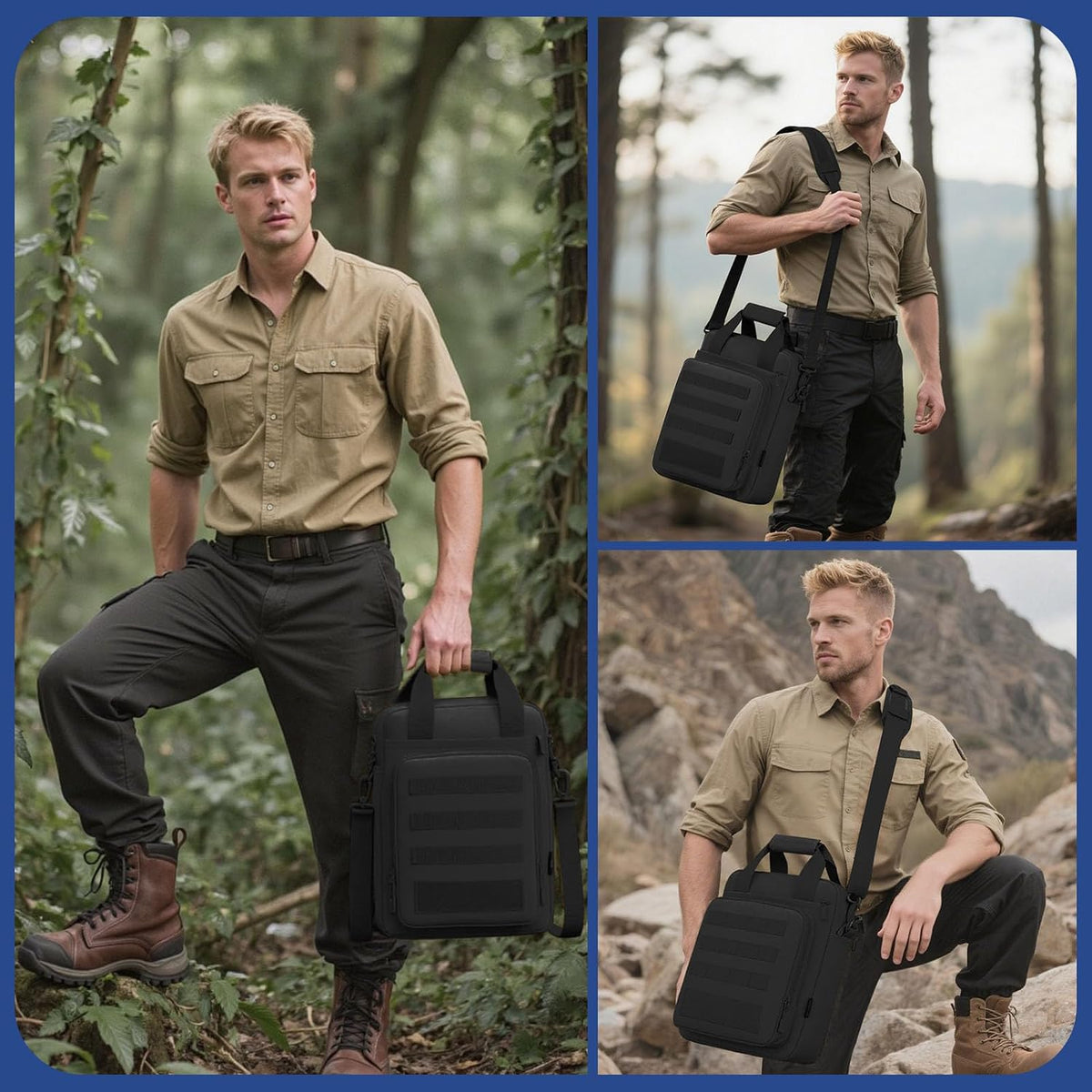 Bolsa de Mensajero Táctica ZHIERNA, Maletín Táctico para Laptop de Alta Resistencia con MOLLE, Bolso de Hombro para Hombre (Incluye Parche)