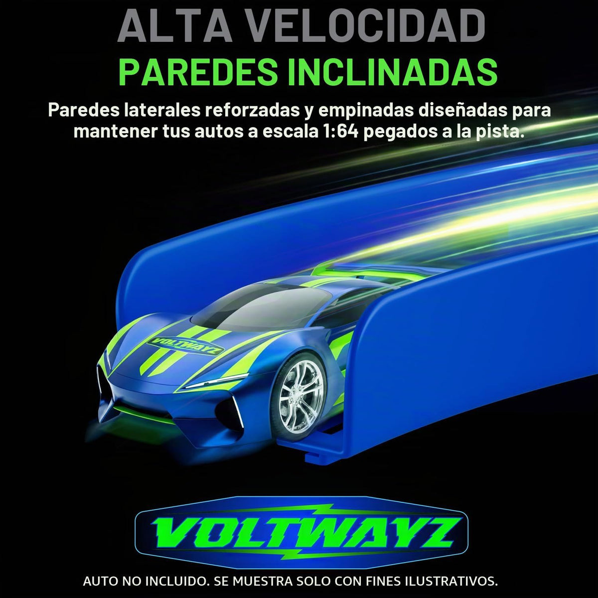 Pista recta y curva compatible con Hot Wheels – Juego de 58 piezas XL a escala 1:64 (50 pies en total) – Incluye rectas, curvas de alto margen y 70 conectores