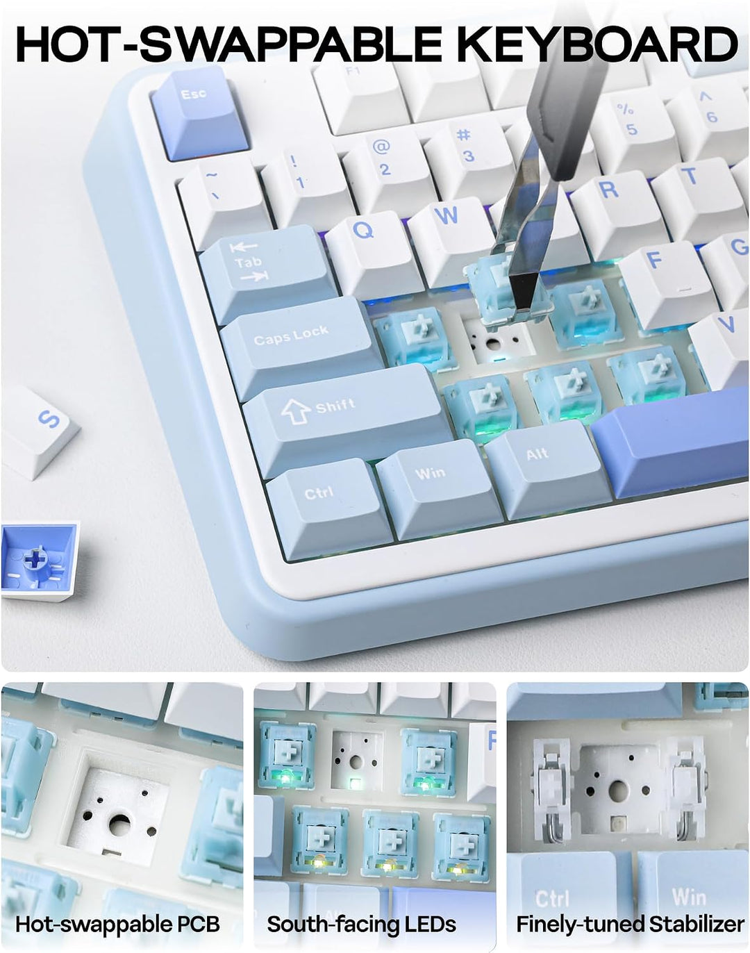 EPOMAKER TH99 Teclado mecánico inalámbrico de tres modos con baterí...